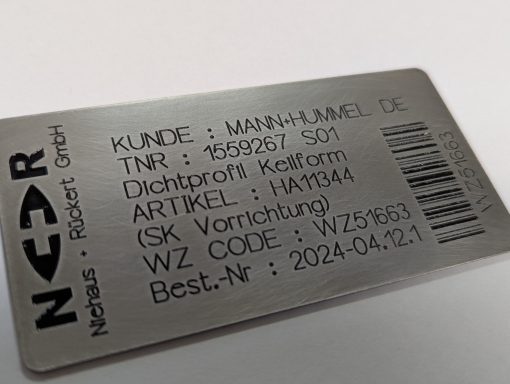 Typenschild Edelstahl Gravur auf Edelstahl Schild Tupenschild